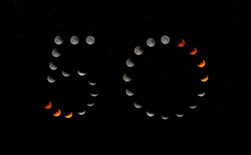 The number 50 drawn with phases of the moon